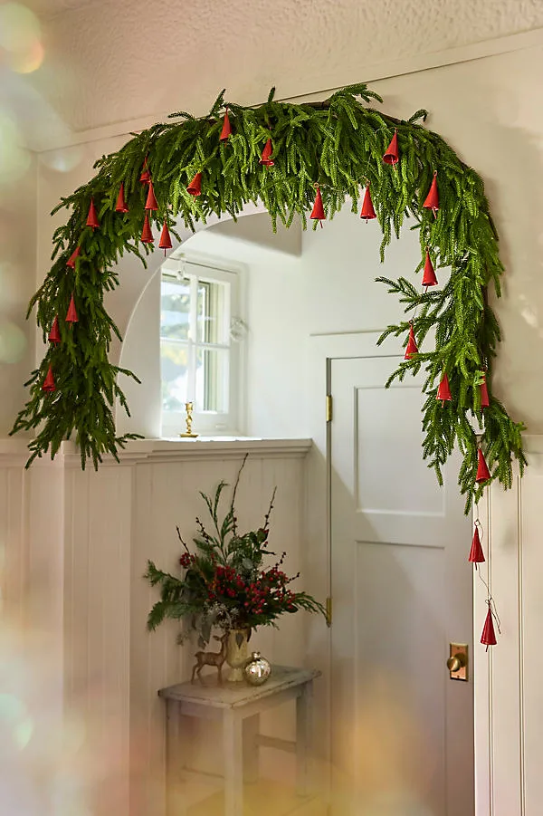 Norfolk Pine Arch 9ft Faux Greenery - Green, Plastic by Anthropologie
