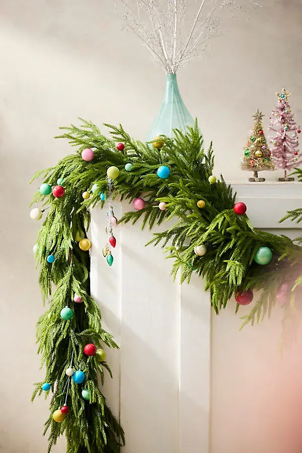 Norfolk Pine Faux Garland Deluxe - Green, Plastic by Anthropologie