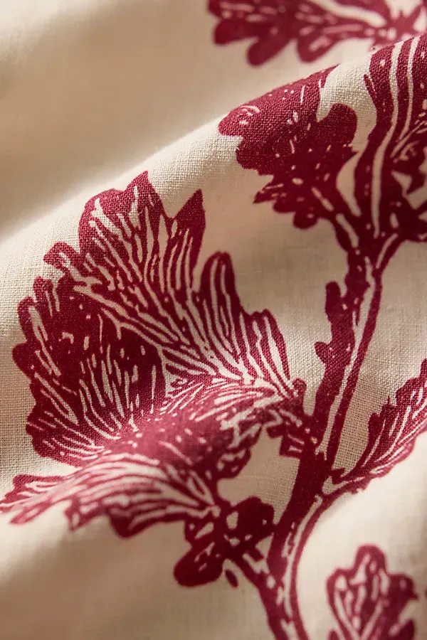 Oak Vine Linen Dish Towel - Red by Anthropologie, alternate view
