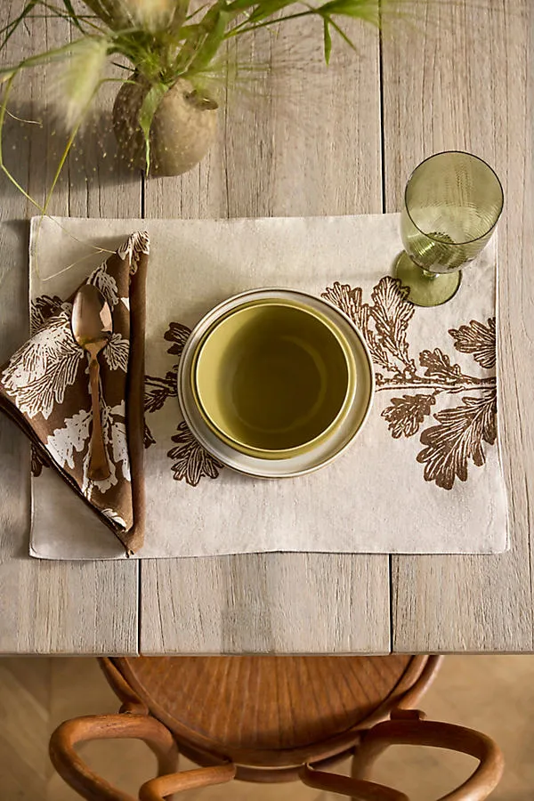 Oak Vine Placemat - Brown, Linen by Anthropologie