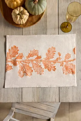 Oak Vine Placemat - Orange, Linen by Anthropologie, image 2
