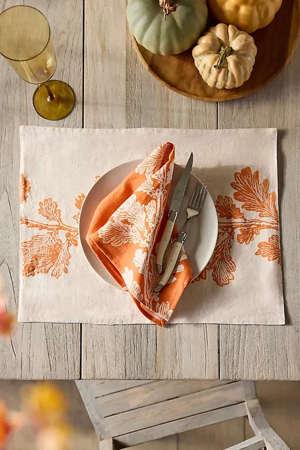 Oak Vine Placemat - Orange, Linen by Anthropologie