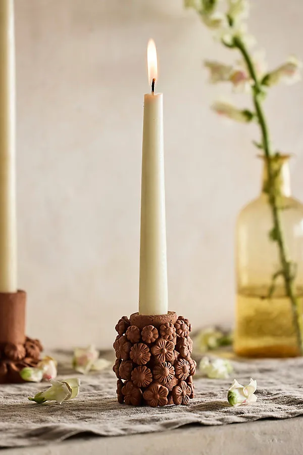 Oaxacan Clay Floral Taper Holder by Anthropologie