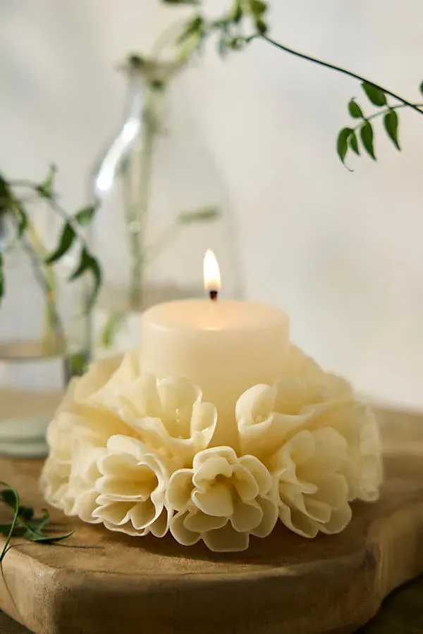Oaxacan Floral Marigold Candle - Ivory by Anthropologie