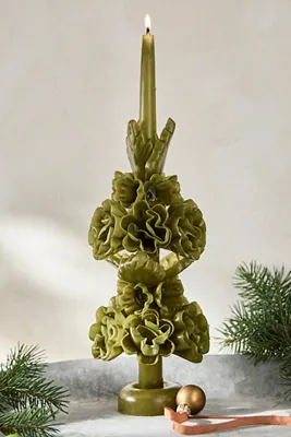 Oaxacan Floral Taper Candle Large - Green product