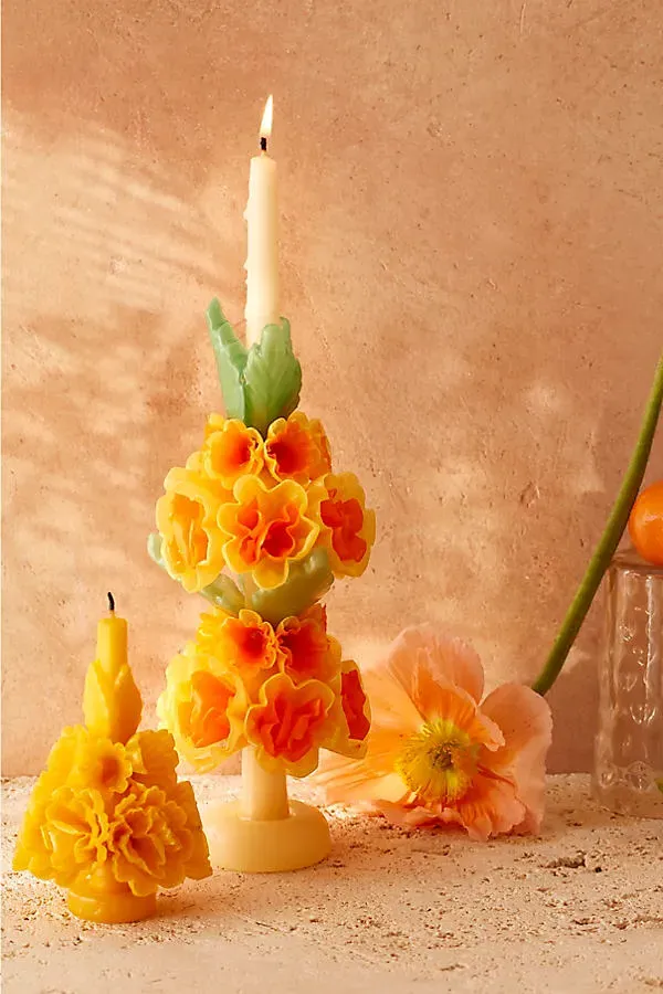 Oaxacan Floral Taper Candle Large - Multicolor by Anthropologie