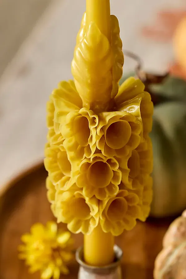 Oaxacan Multifloral Taper Candle - Yellow, Cotton by Anthropologie, alternate view
