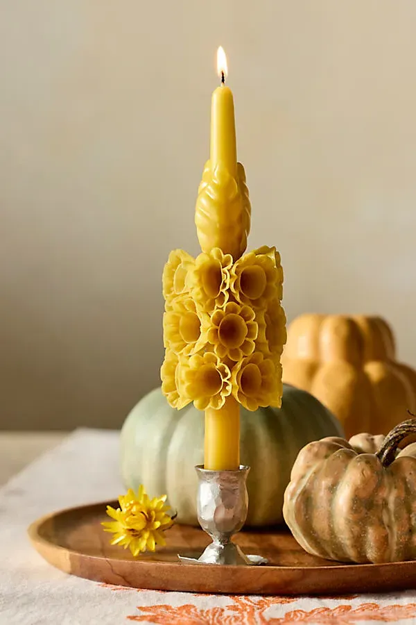 Oaxacan Multifloral Taper Candle - Yellow, Cotton by Anthropologie