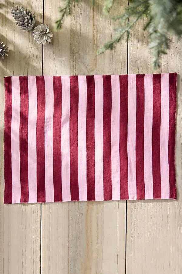 Orchid & Burgundy Stripe Linen Placemat by Anthropologie, alternate view