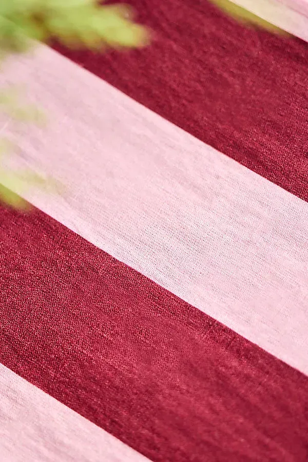 Orchid & Burgundy Stripe Linen Table Runner by Anthropologie, image 2