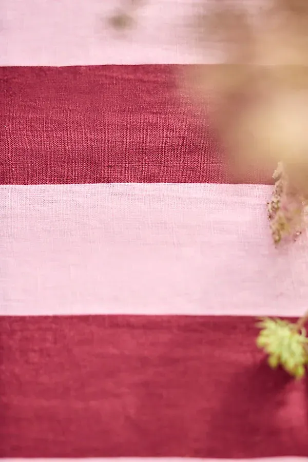 Orchid & Burgundy Stripe Linen Tablecloth by Anthropologie, image 2