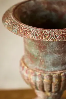 Ornate Cast Iron Urn Planter - Red by Anthropologie, image 2