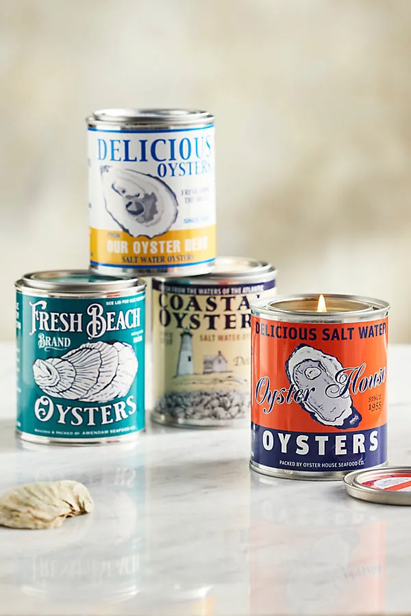 Oyster Can Candle - Blue, Coconut Wax product