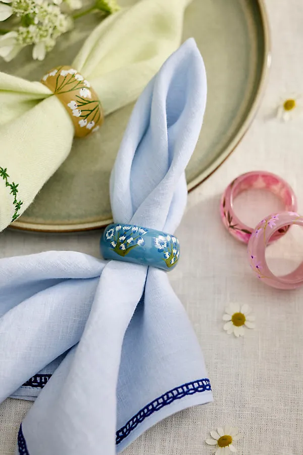 Painted Floral Glass Napkin Rings Set of 4 product