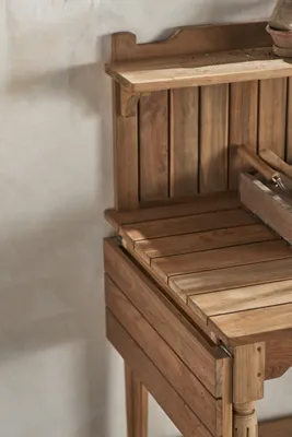 Palladio Reclaimed Teak Work Station with Shelves by Anthropologie, alternate view