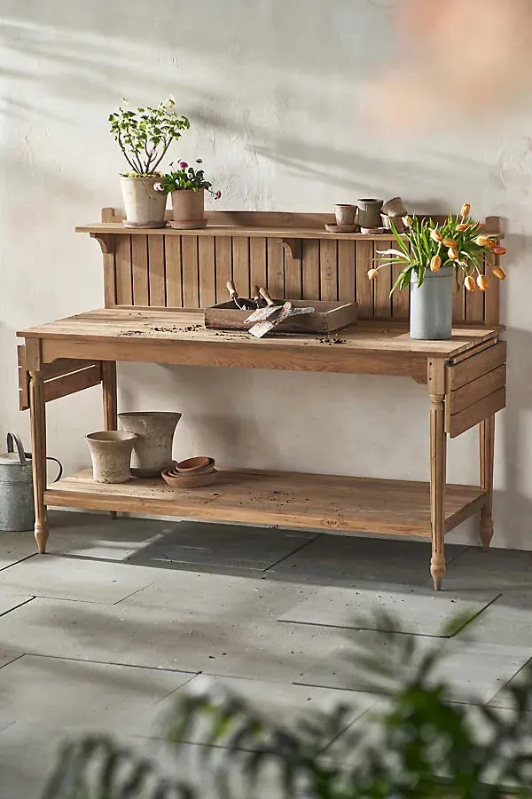 Palladio Reclaimed Teak Work Station with Shelves by Anthropologie
