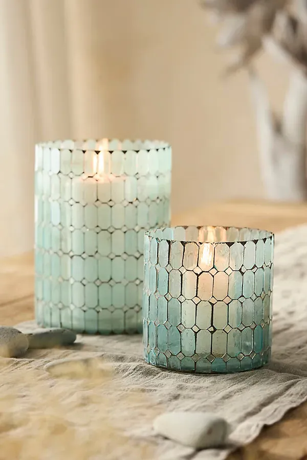 Paned Mosaic Hurricane - Blue, Glass by Anthropologie