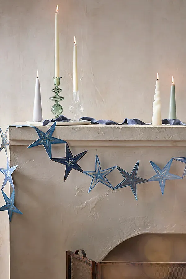 Paper Concertina Garland - Blue, Recycled Cotton by Anthropologie