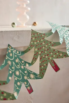 Paper Concertina Garland - Green, Recycled Cotton by Anthropologie, alternate view