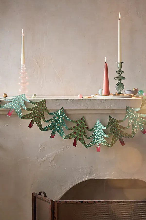 Paper Concertina Garland - Green, Recycled Cotton by Anthropologie