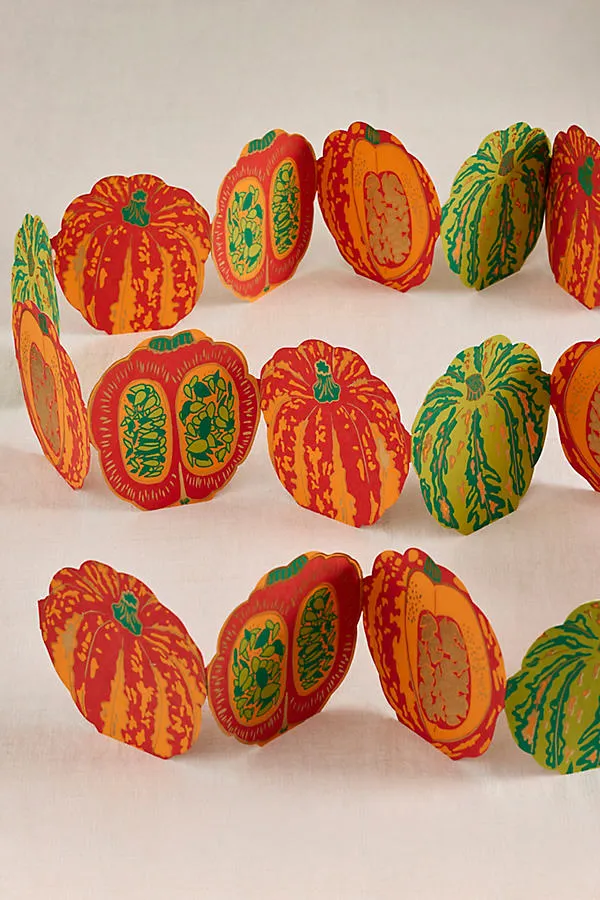Paper Pumpkins Concertina Garland - Orange, Recycled Cotton by Anthropologie