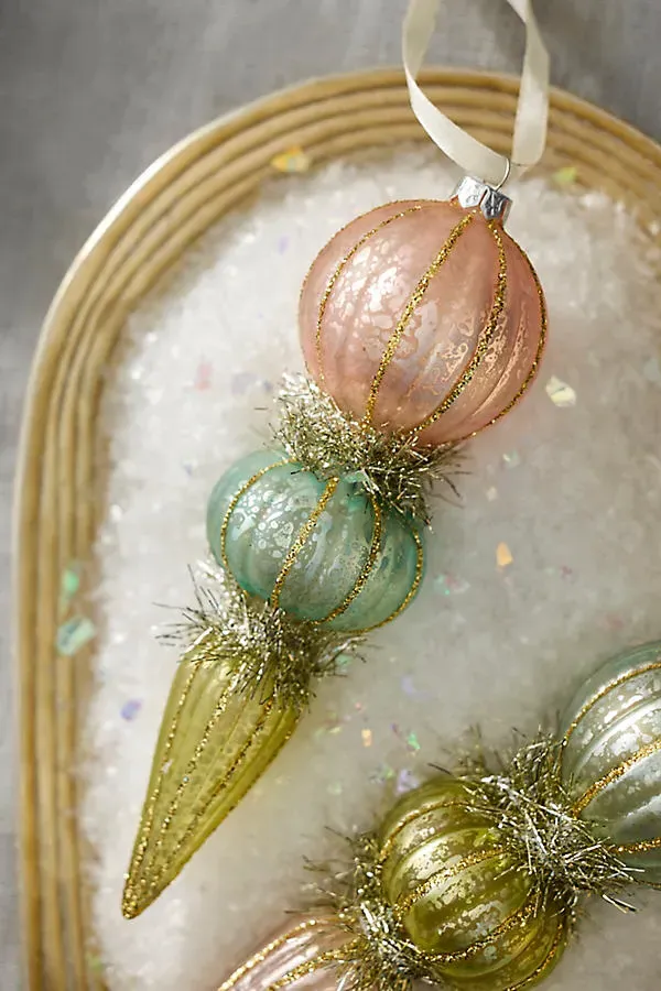 Pastel Finial Glass Ornaments, Set of 3 by Anthropologie, image 2