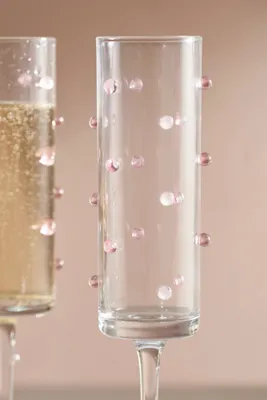 Pink Confetti Champagne Flutes Set of 2 - Pink, Glass product