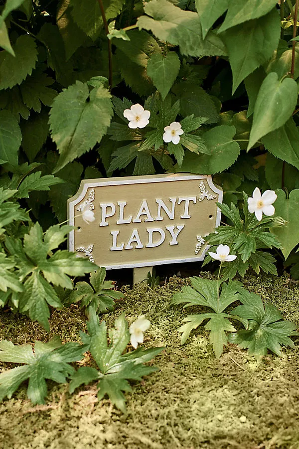Plant Lady Staked Iron Sign - Green by Anthropologie