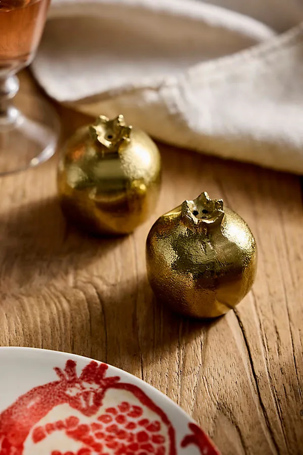 Pomegranate Salt and Pepper Shakers - Gold by Anthropologie