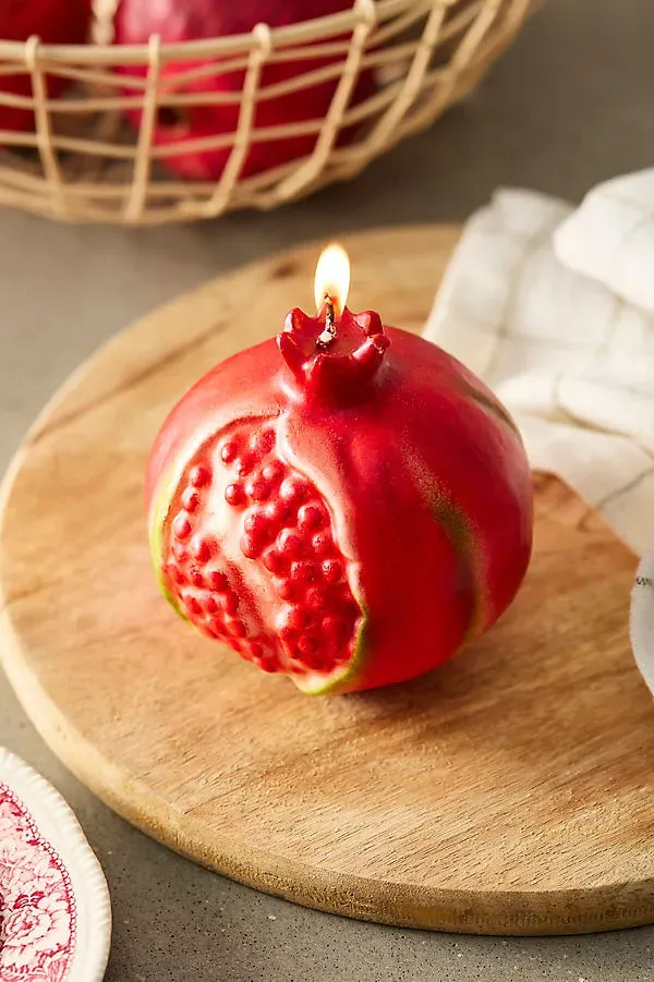 Pomegranate Shaped Candle - Red by Anthropologie