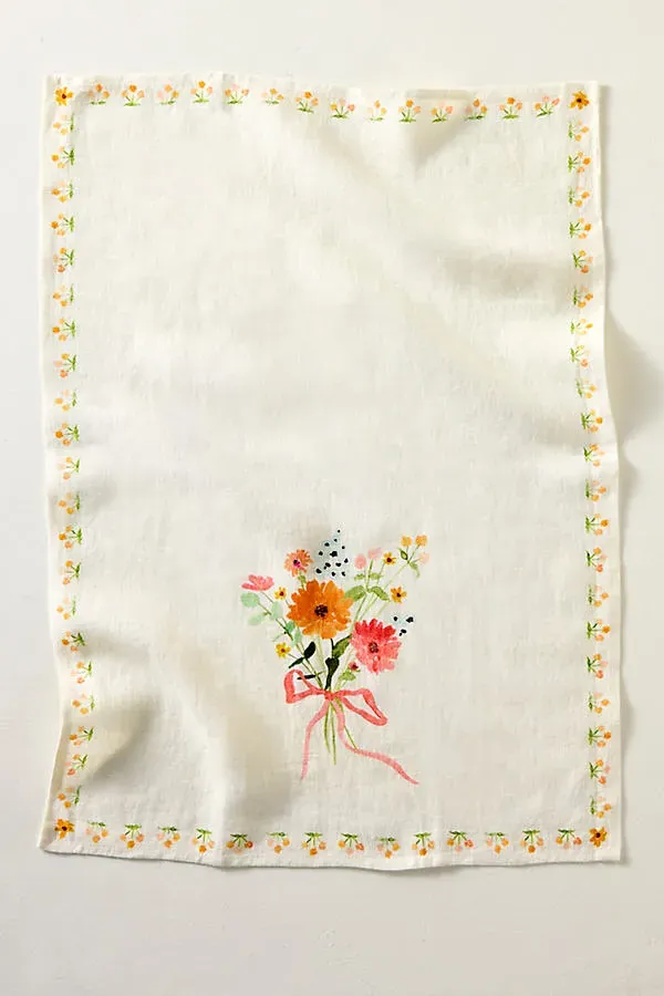 Posy Dish Towel - Linen product