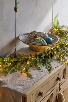 Pre-Lit Faux Cedar Garland - Evergreen by Anthropologie, alternate view
