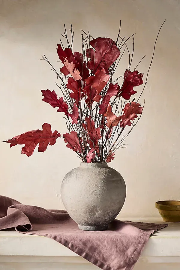 Preserved Oak Leaf Bunch - Red by Anthropologie