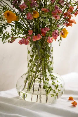 Pressed Floral Fluted Vase - Green, Glass product