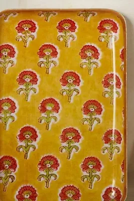 Printed Archival Extra Small Tray - Yellow, Enameled Iron by Anthropologie, alternate view