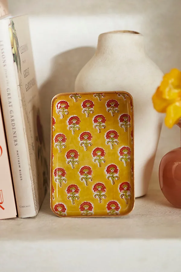Printed Archival Extra Small Tray - Yellow, Enameled Iron by Anthropologie