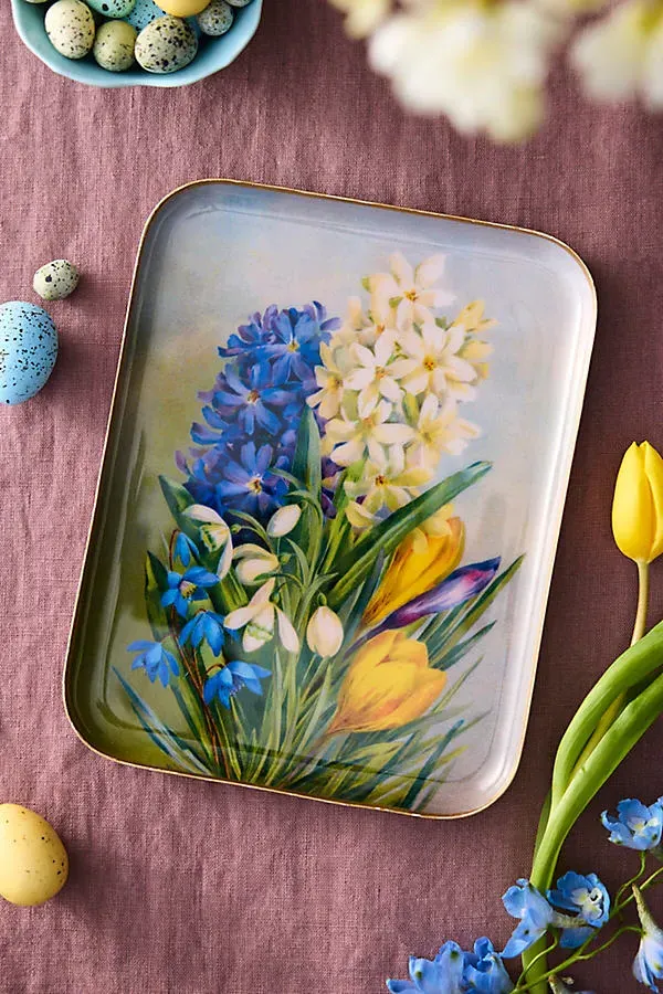 Printed Archival Small Decorative Tray - Blue, Enameled Iron product