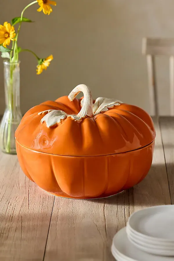 Pumpkin Ceramic Tureen - Orange by Anthropologie