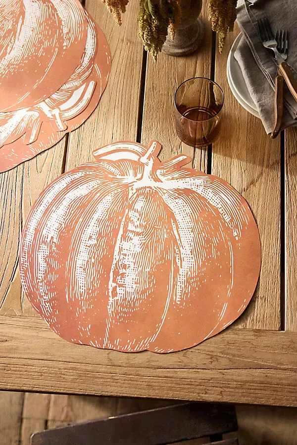Pumpkin Die-Cut Paper Placemats Set of 12 by Anthropologie