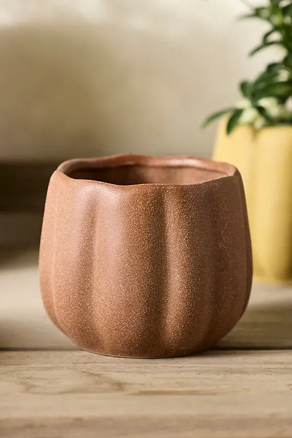 Pumpkin Stoneware Planter - Red by Anthropologie