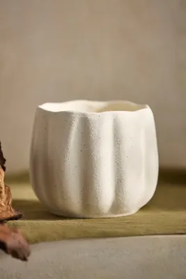 Pumpkin Stoneware Planter - White by Anthropologie, alternate view