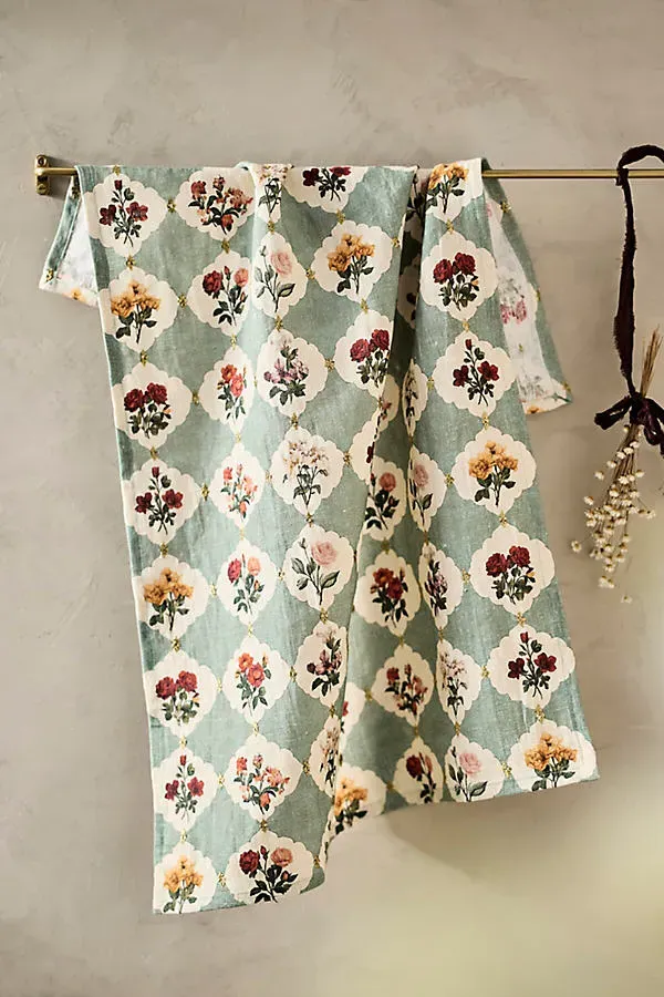 Quatrefoil Floral Dish Towel - Linen product