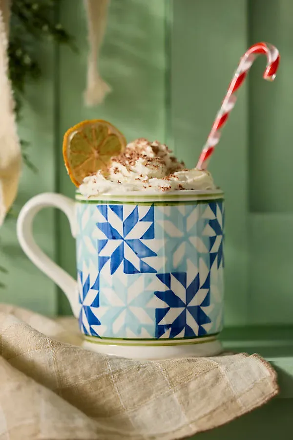 Quilted Ceramic Mug - Blue, Stoneware by Anthropologie, alternate view