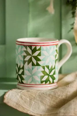 Quilted Ceramic Mug - Green, Stoneware by Anthropologie, alternate view