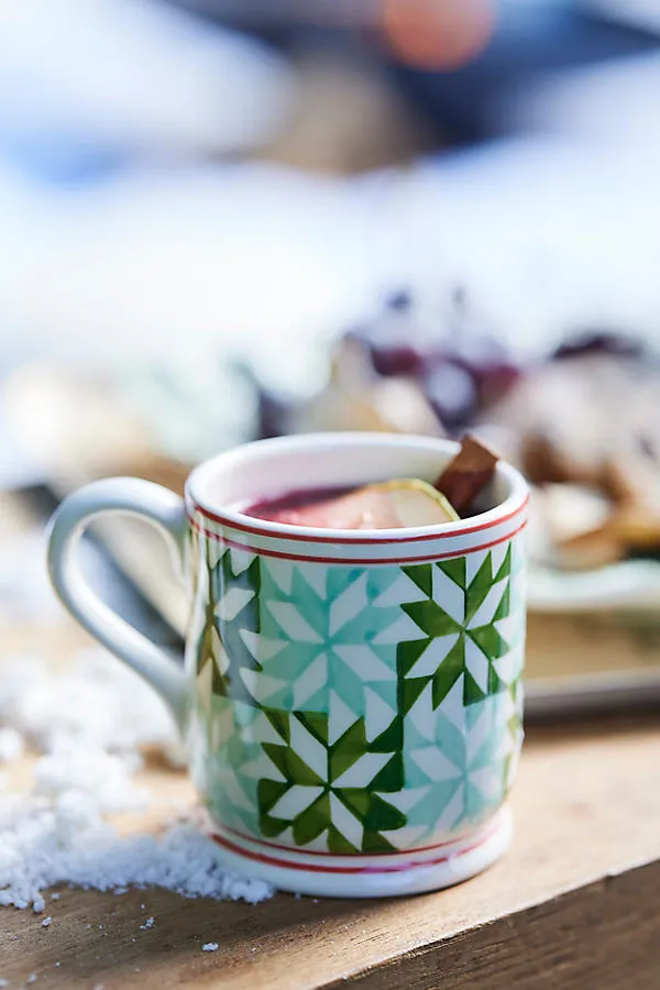 Quilted Ceramic Mug - Green, Stoneware by Anthropologie