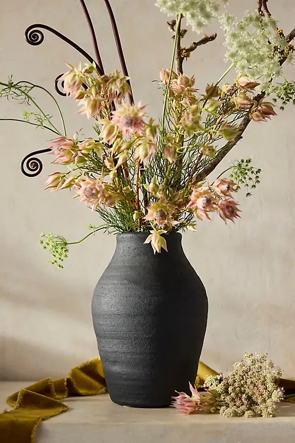 Raven Large Vase - Black, Terracotta by Anthropologie