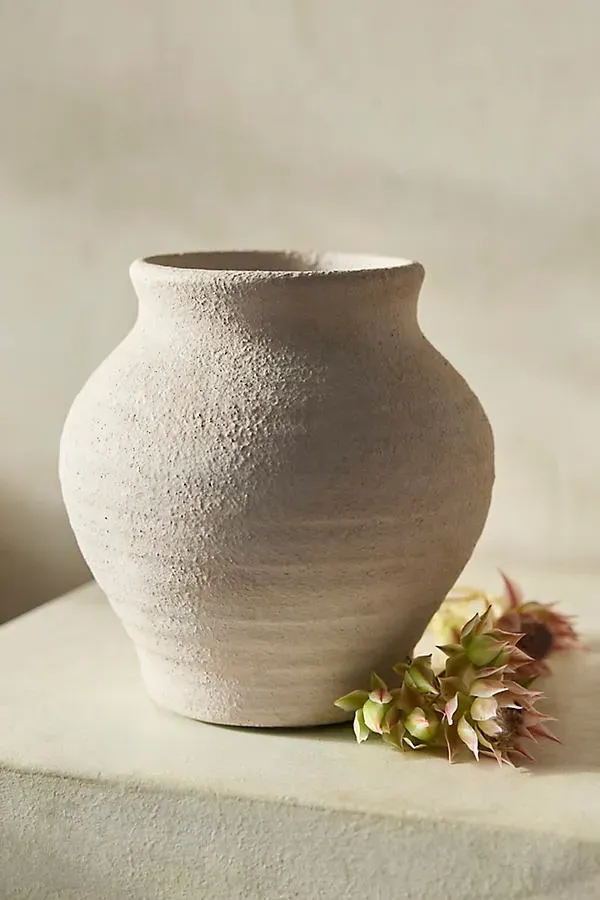 Raven Medium Vase - Ivory, Terracotta by Anthropologie
