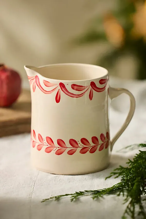 Red Laurel Stoneware Pitcher by Anthropologie