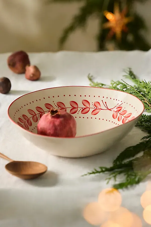 Red Laurel Stoneware Serving Bowl by Anthropologie