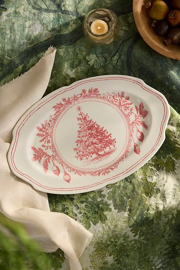 Red Tannenbaum Stoneware Serving Platter by Anthropologie